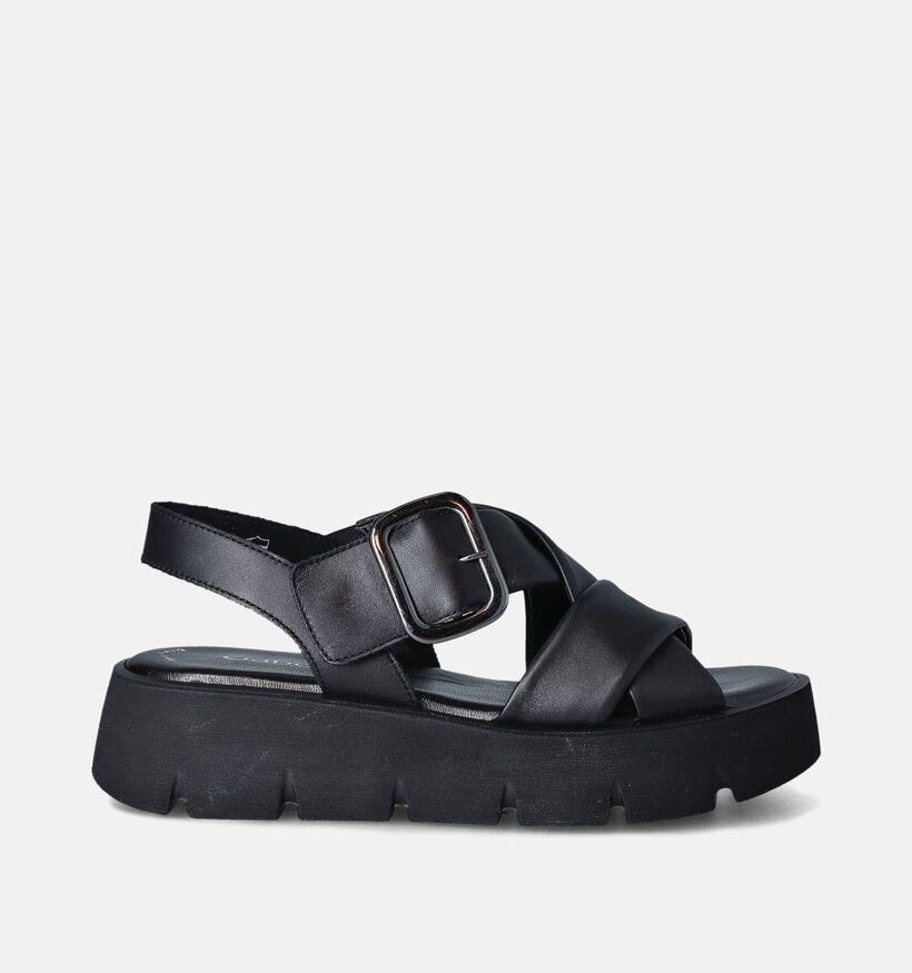 Gabor Best Fitting Zwarte Sandalen met plateauzool voor dames (355033)