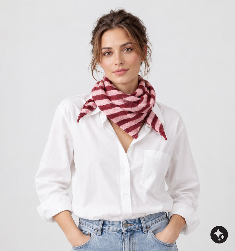 Laurent David Bordeaux/Roze Gestreepte Sjaal voor dames (382922)