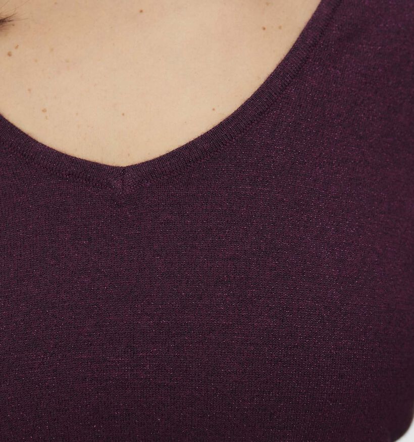 Vero Moda Curve Happy Glitter Pull en Bordeaux pour femmes (366402)