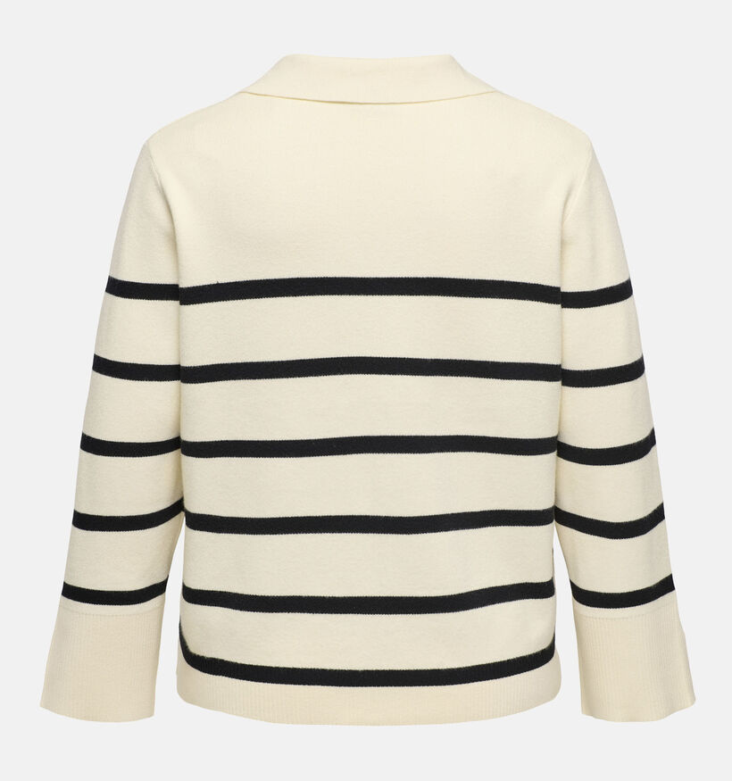 ONLY Carmakoma Monica Beige Gestreepte trui voor dames (351441)
