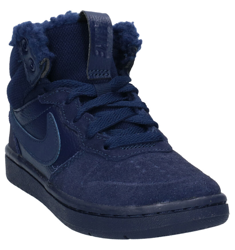 Nike Court Borough Mid Blauwe Sneakers in daim (262148)