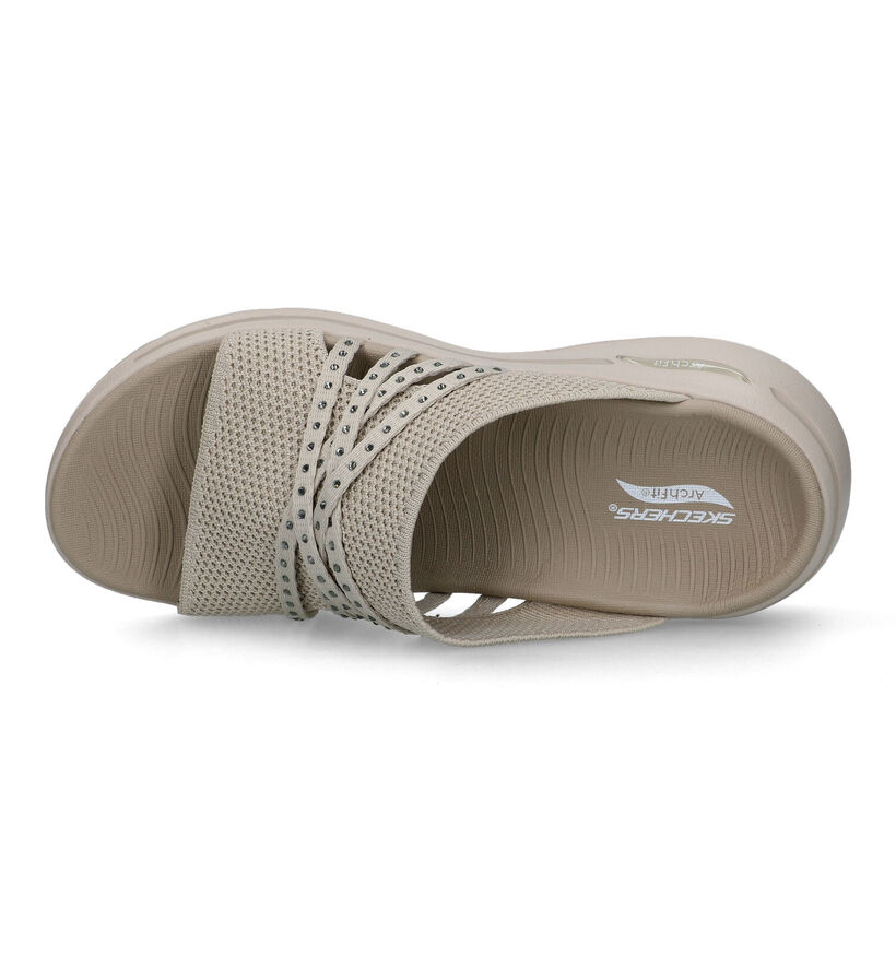 Skechers Go Walk Arch Fit Beige Slippers voor dames (338824)