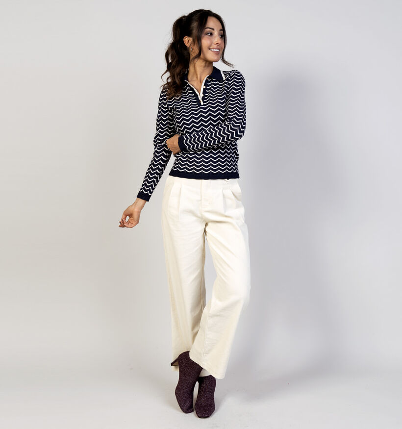 Vila Ellora Pull en Bleu foncé/Blanc pour femmes (368104)