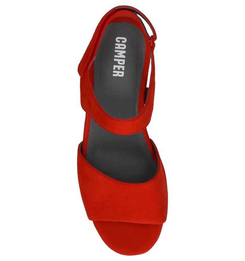 Rode Sandalen met Sleehak Camper, , pdp
