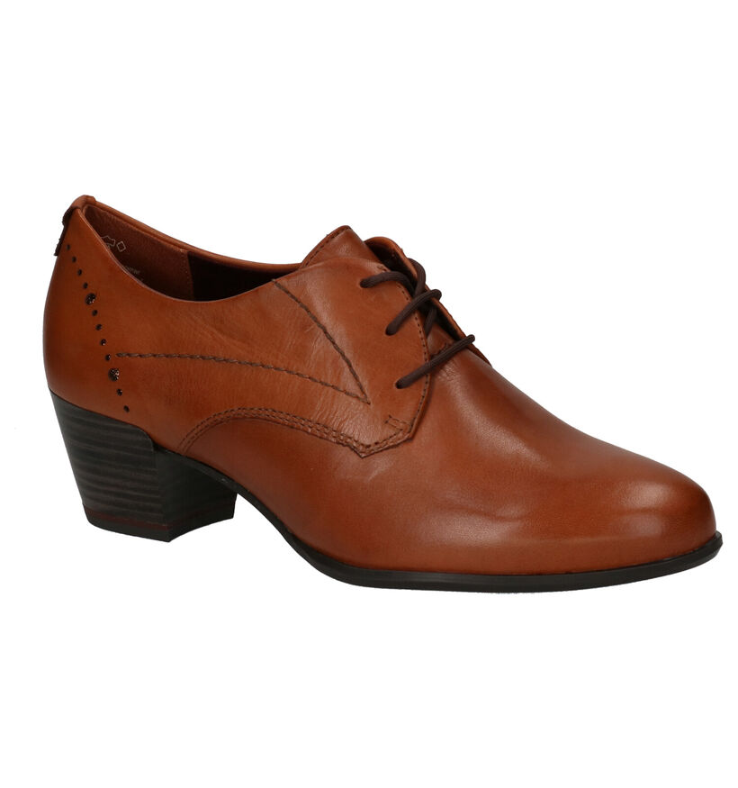 Tamaris ANTIshokk Cognac Enkelpumps in leer (253070)