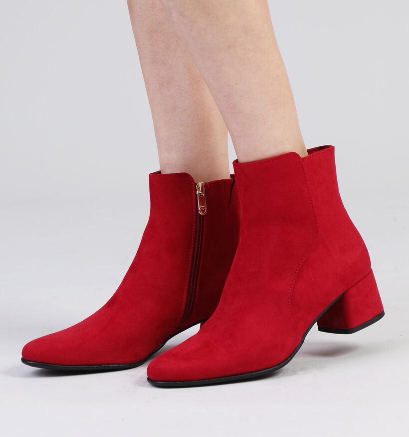 Marco Tozzi Bottillons avec talon caré en Rouge pour femmes (346760)