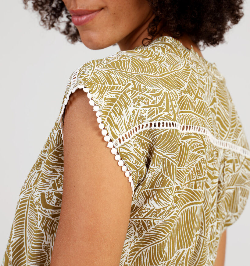 Mexx Ruffle Neck Groene Blouse voor dames (345054)