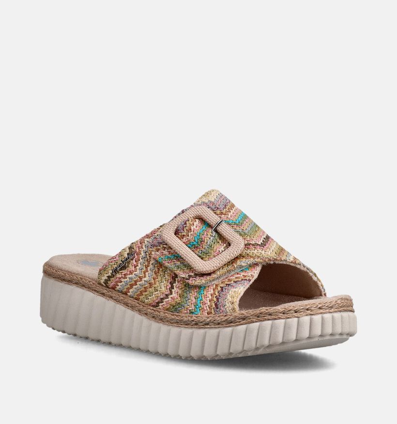 Rieker Nu-pieds compens&eacute;es en Beige pour femmes (370420)