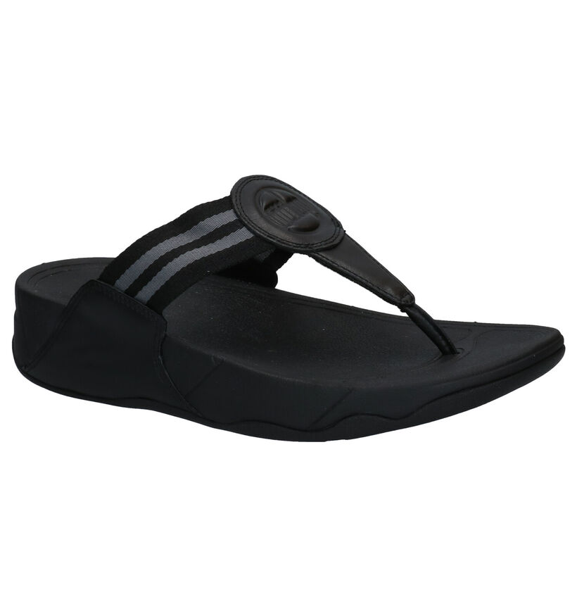 FitFlop Walkstar Zwarte Teenslippers in leer (293471)