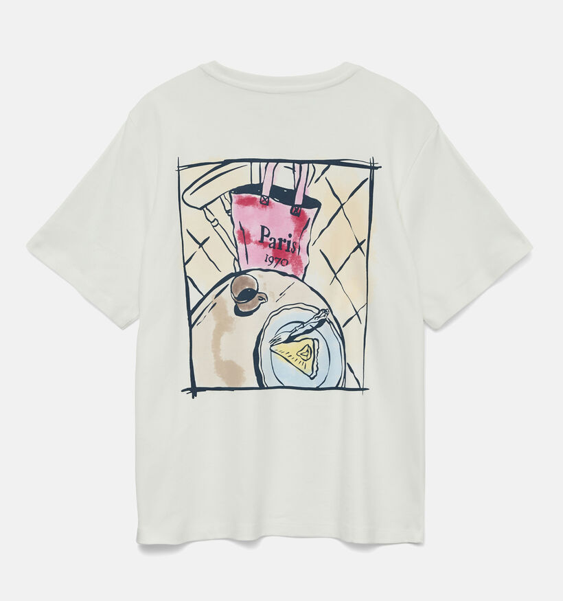 Vero Moda Vera Caty T-shirt Paris en Blanc pour femmes (367197)