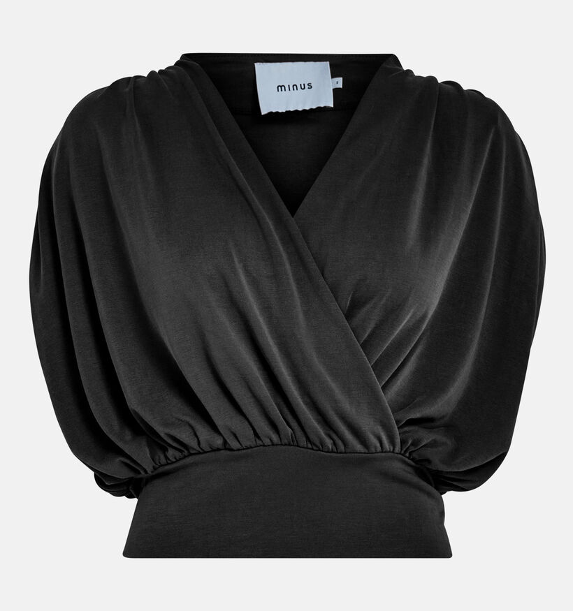 Minus Elvie Modal Wrap Zwarte Blouse voor dames (359238)