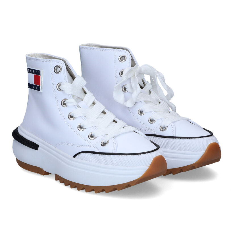 Tommy Hilfiger Mid Run Witte Sneakers in kunstleer (310706)