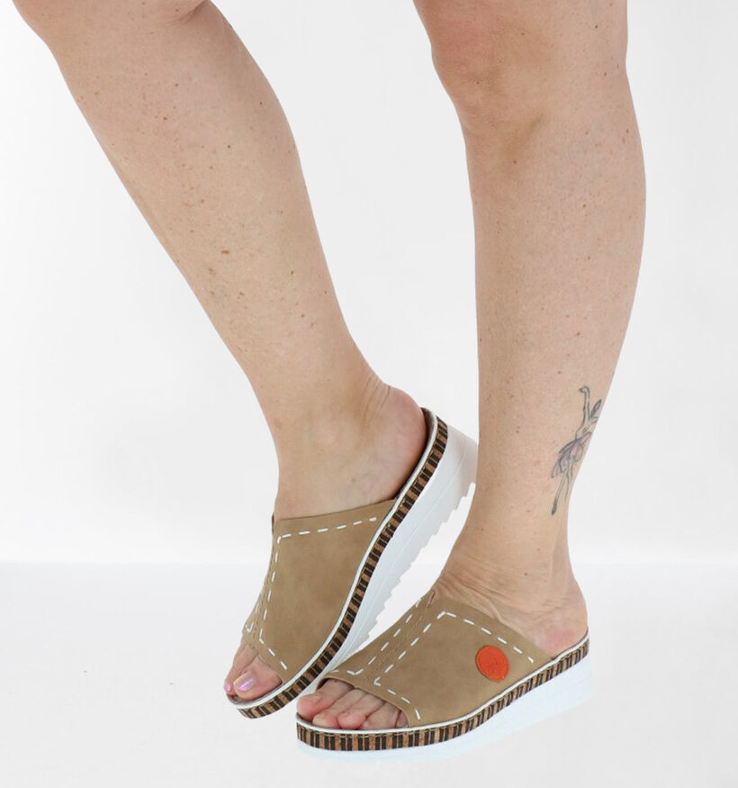 Rieker Nu-pieds compensées en Beige foncé pour femmes (287444)