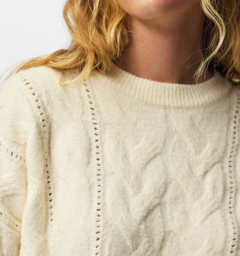 Pieces Kathy Cable Knit Pull Beige Clair pour femmes (378373)
