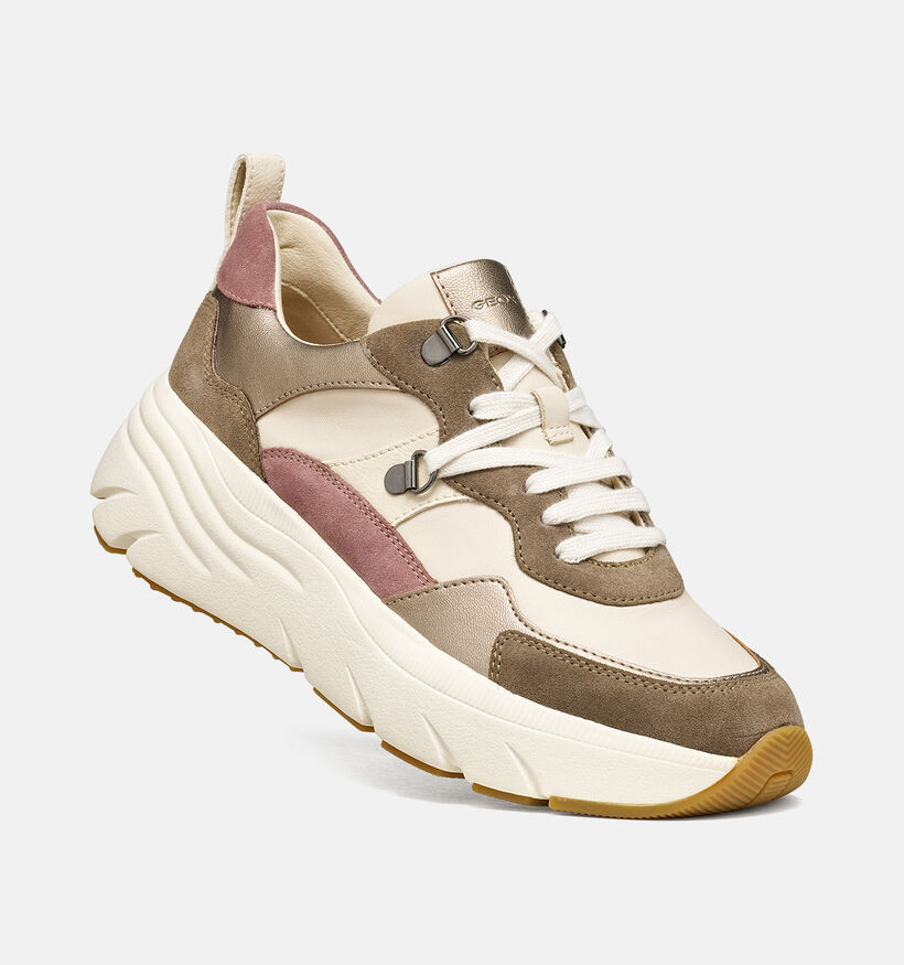 Geox Diamanta Baskets en Beige fonc&eacute; pour femmes (376387) - pour semelles orthop&eacute;diques