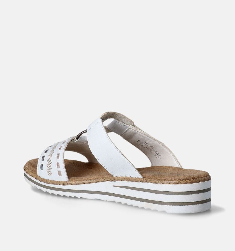 Rieker Witte Slippers met sleehak voor dames (354923)
