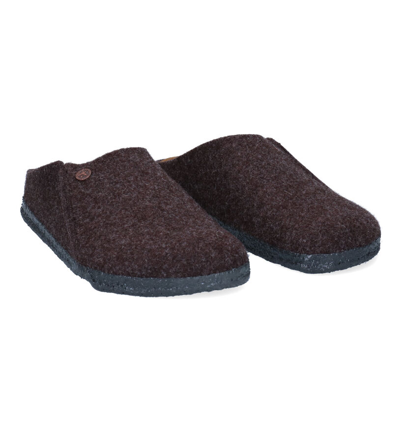 Birkenstock Zermatt Pantoufles en Brun en laine (313699)