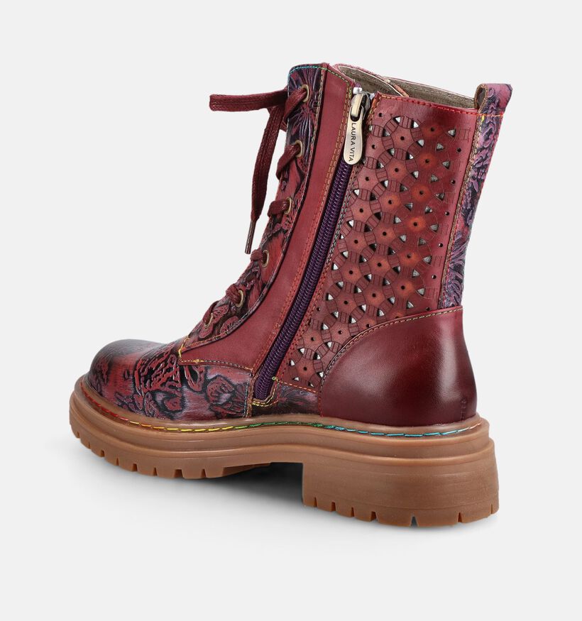 Laura Vita Kandyo Boots &agrave; lacets en Bordeaux pour femmes (381098) - pour semelles orthop&eacute;diques