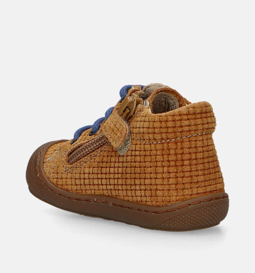 Naturino Cocoon Zip Suede Woven Cognac Babyschoenen voor meisjes, jongens (339003)