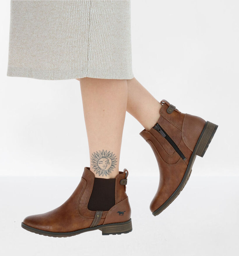 Mustang Bottines chelsea en Cognac en simili cuir (280956)