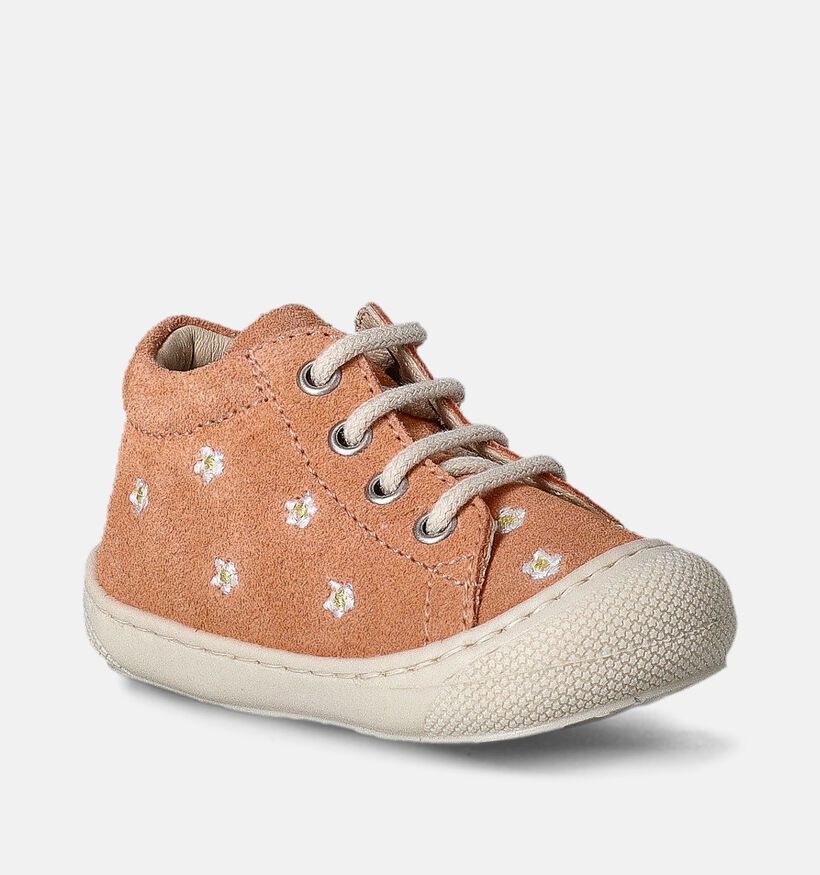 Naturino Cocoon Suede Embroidery Oranje Babyschoentjes voor meisjes (355321) - geschikt voor steunzolen