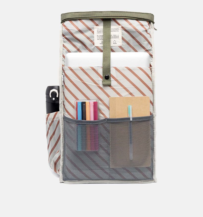 Lefrik Roll Mini Stripes Kaki Rugzak met laptopvak voor dames, heren, meisjes, jongens (345878)