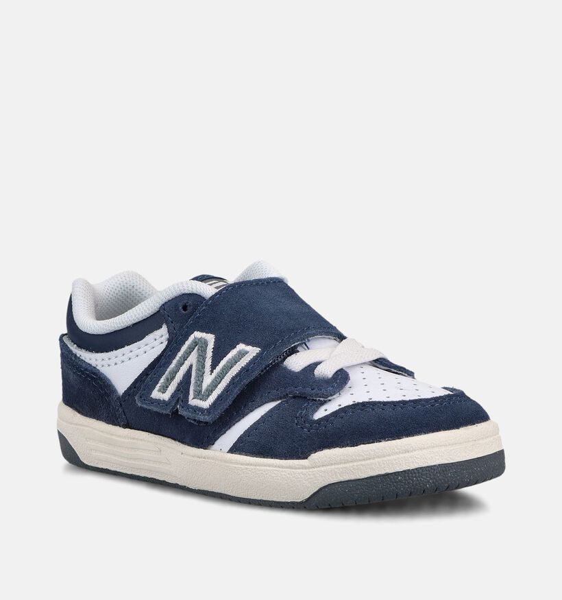 New Balance 480 Baskets en Bleu fonc&eacute;/Blanc pour gar&ccedil;ons (366228) - pour semelles orthop&eacute;diques