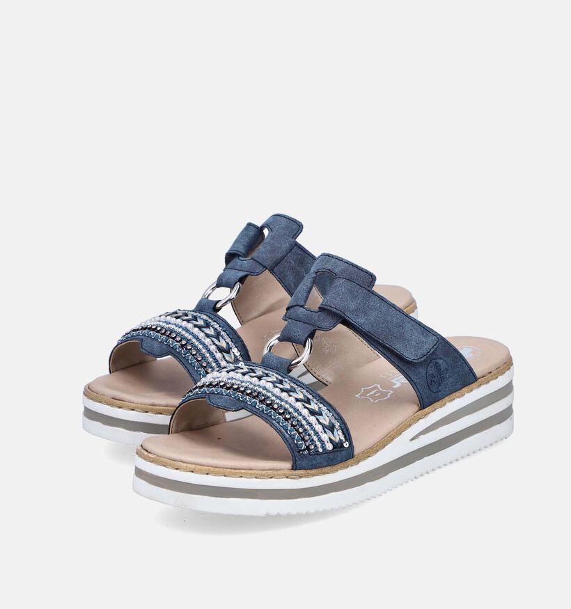 Rieker Blauwe Slippers met Sleehak voor dames (354969)