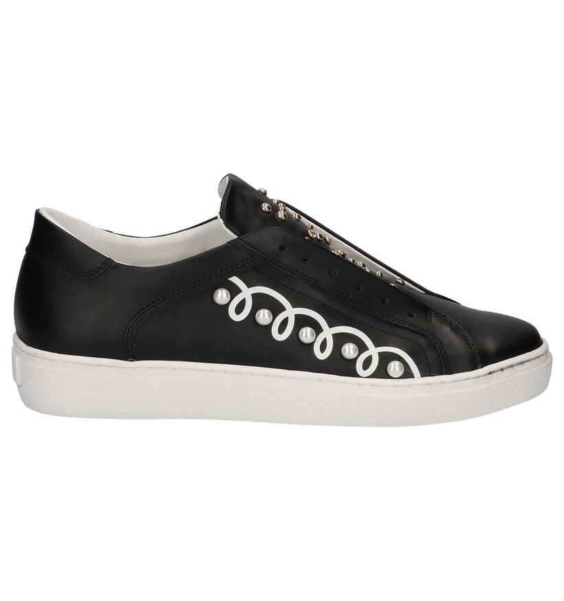 Slip-on Sneakers Zwart met Studs Tosca Blu in leer (209017)