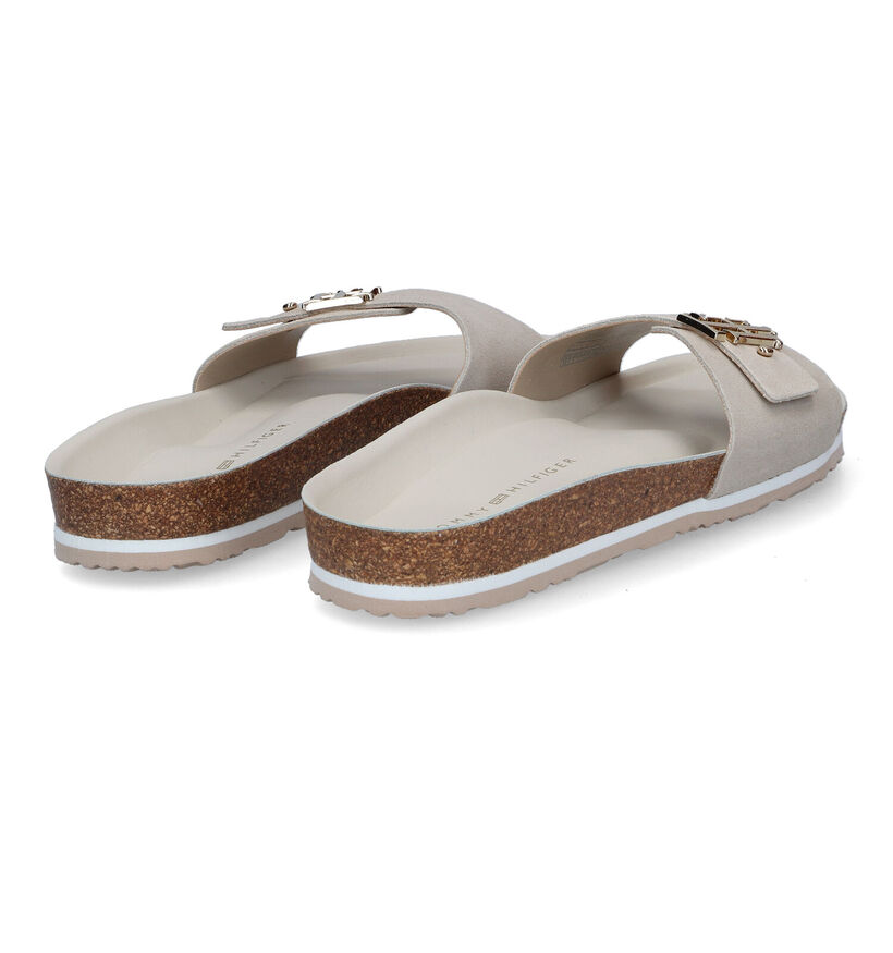 Tommy Hilfiger Molded Footbed Flat Ecru Slippers in daim (303996)