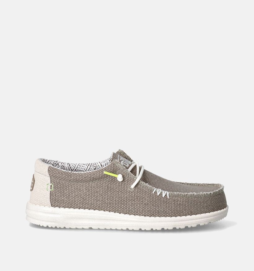 HEYDUDE Wally Braided Kaki Mocassins voor heren (353465) - geschikt voor steunzolen