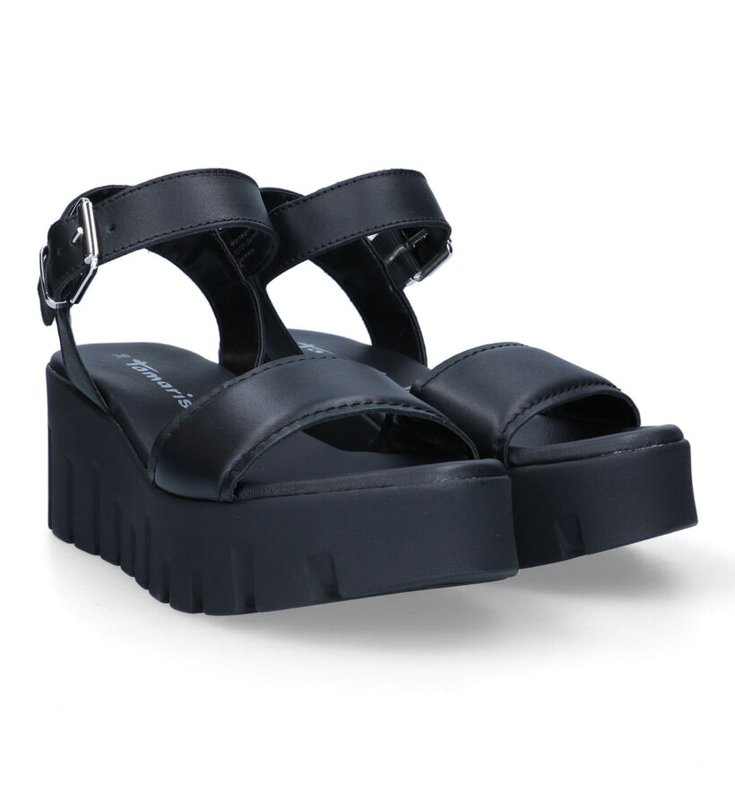 Tamaris Zwarte Sandalen met sleehak voor dames (322325)