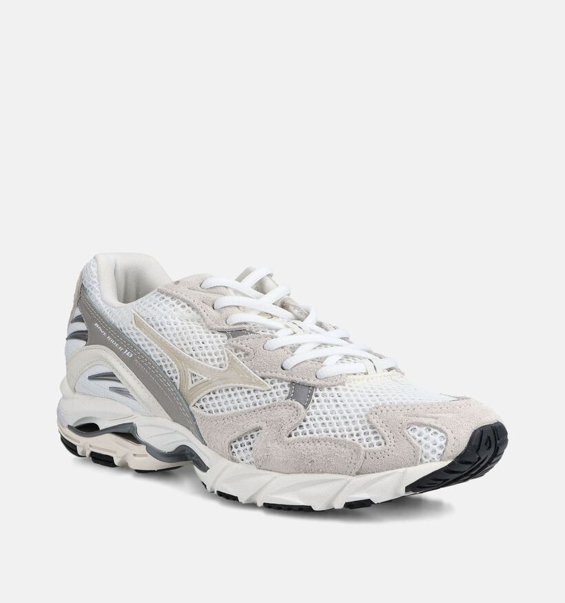 Mizuno Wave Rider 10 Suede Witte/Ecru Sneakers voor dames (376213) - geschikt voor steunzolen