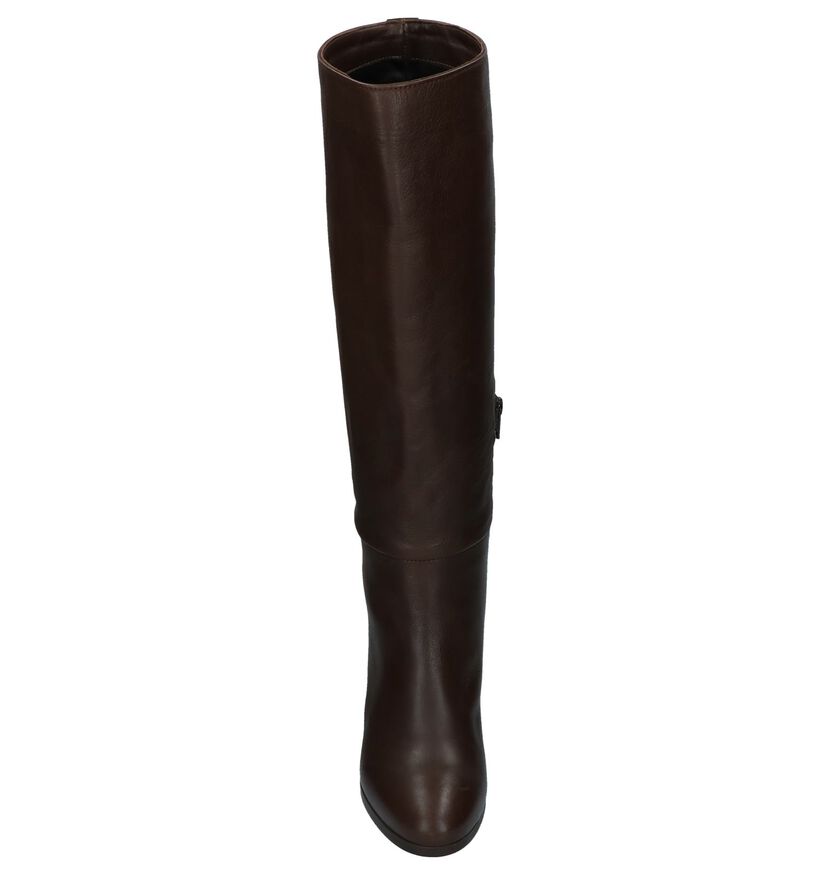 Via Roma Bruine Lange Laars in leer (176832)