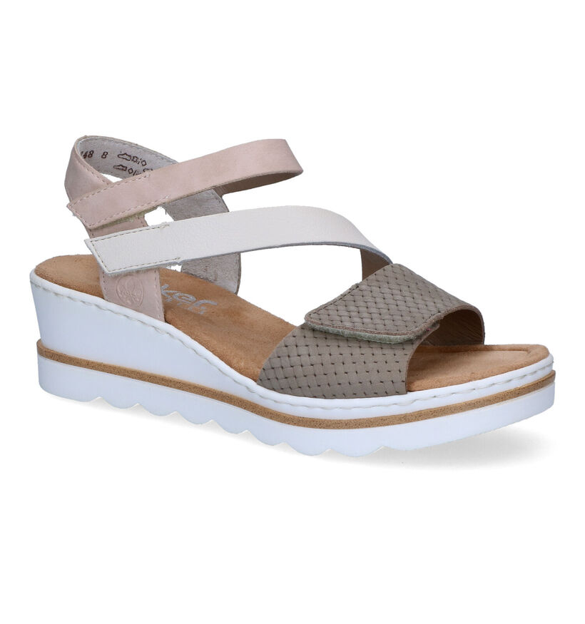 Rieker Witte/Gouden Sandalen met sleehak voor dames (339088)