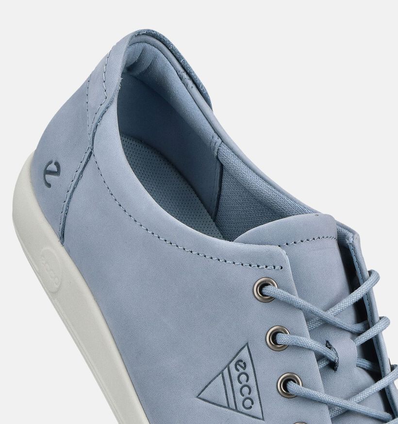 ECCO Soft 2.0 Lichtblauwe Veterschoenen voor dames (369790) - geschikt voor steunzolen