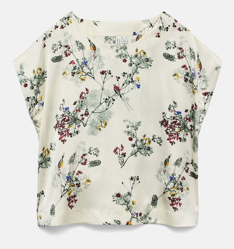 Vero Moda Gytte Ecru Blouse met Korte Mouwen met Bloemen voor dames (368828)