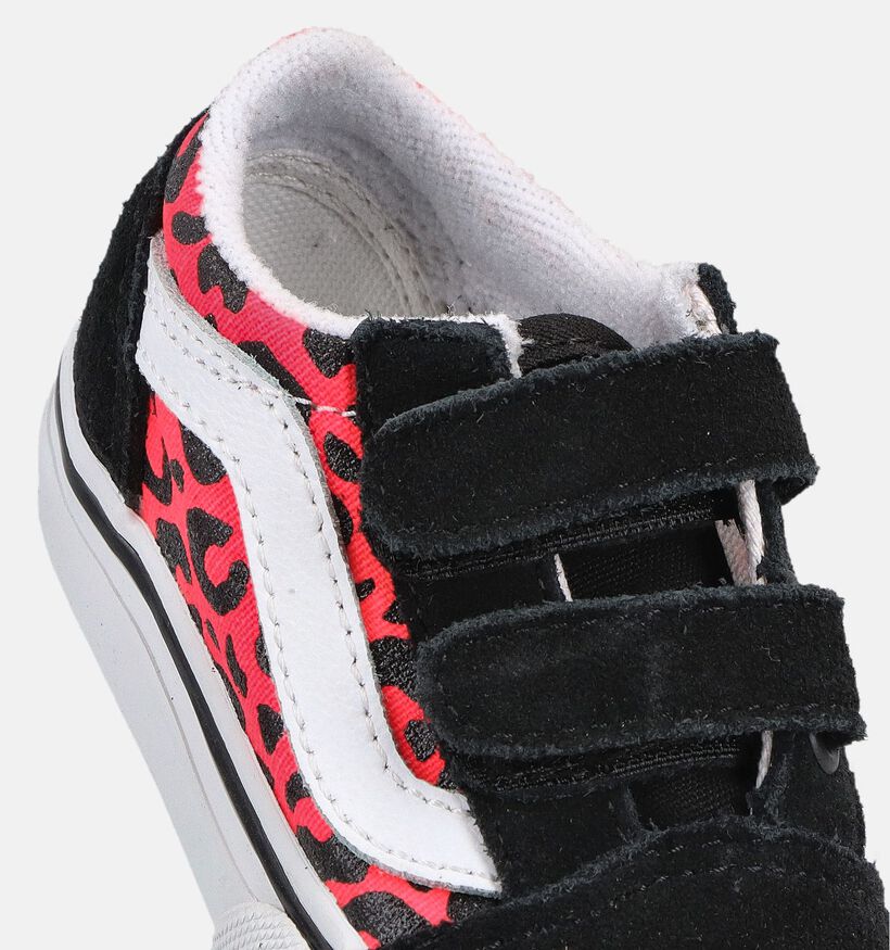 Vans Old Skool Zwarte/Roze Sneakers Leopard voor meisjes (369002)