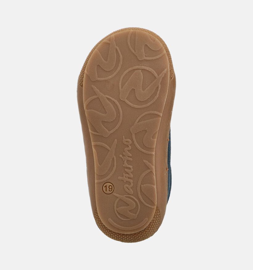 Naturino Corkel Suede Blauwe Babyschoenen voor jongens, meisjes (364261) - geschikt voor steunzolen
