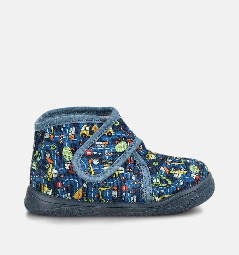 Milo & Mila Cars Pantoufles en Bleu fonc&eacute; pour gar&ccedil;ons (381142) - pour semelles orthop&eacute;diques