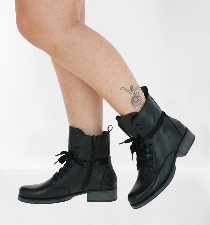 Rieker Zwarte Bottines met veters voor dames (331613)