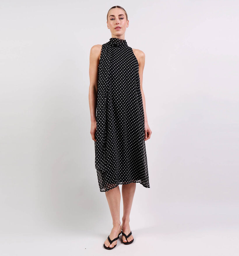 JDY Polka Halterneck Robe mi-longue en Noir/Blanc pour femmes (373901)
