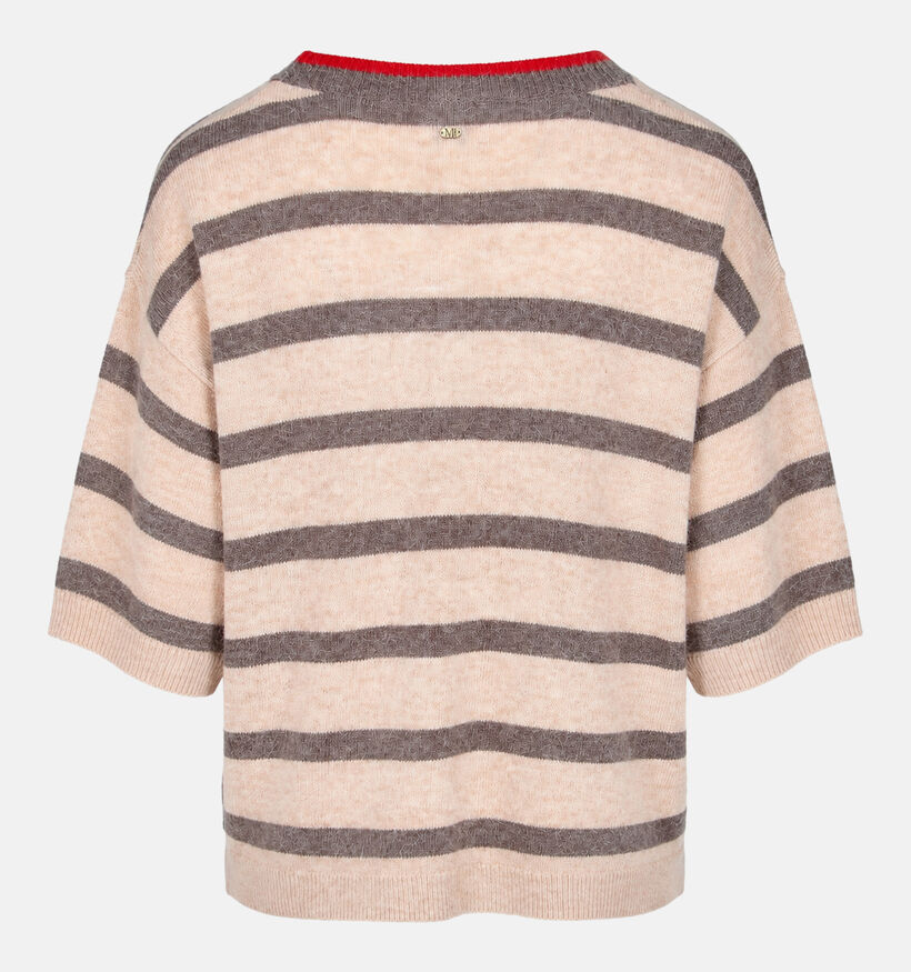 Minuit Douze Kool Beige Trui met Strepen voor dames (381851)