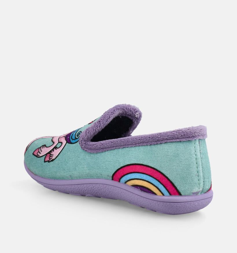 Milo & Mila Unicorn Pastelgroene/Paarse Pantoffels voor meisjes (381132)