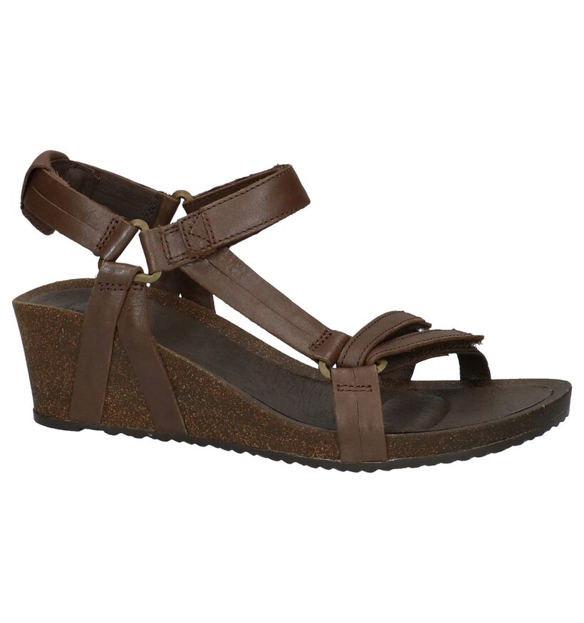 Sandalen met Sleehak Donkerbruin Teva Ysidro Universal in leer (212736)