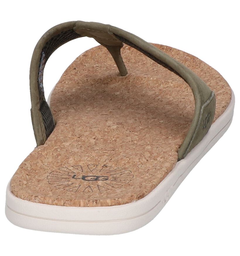 Kaki Teenslippers UGG Seaside Flip in leer (239596)