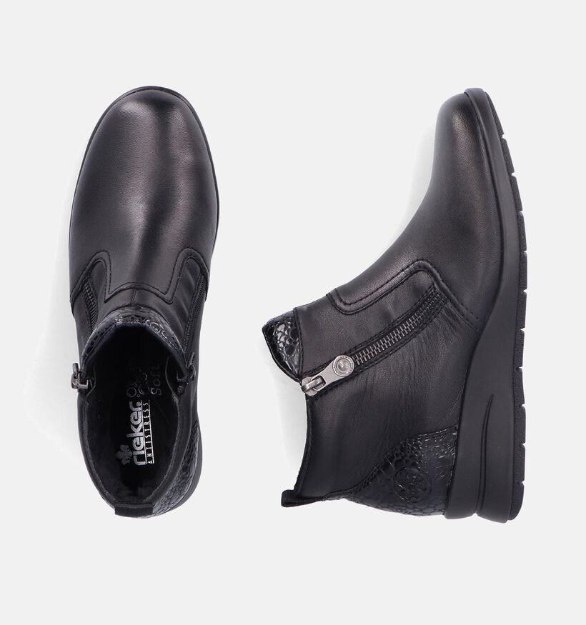 Rieker Bottillons avec talon compensé en Noir pour femmes (347408) - pour semelles orthopédiques