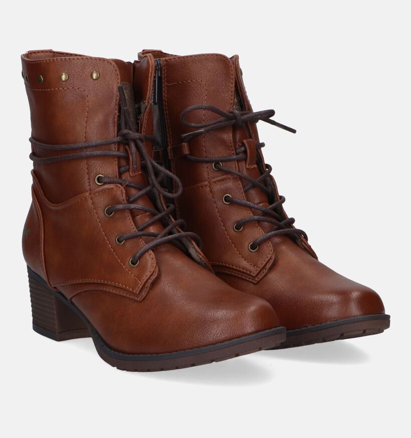 Mustang Bottines à lacets en Cognac pour femmes (331729)