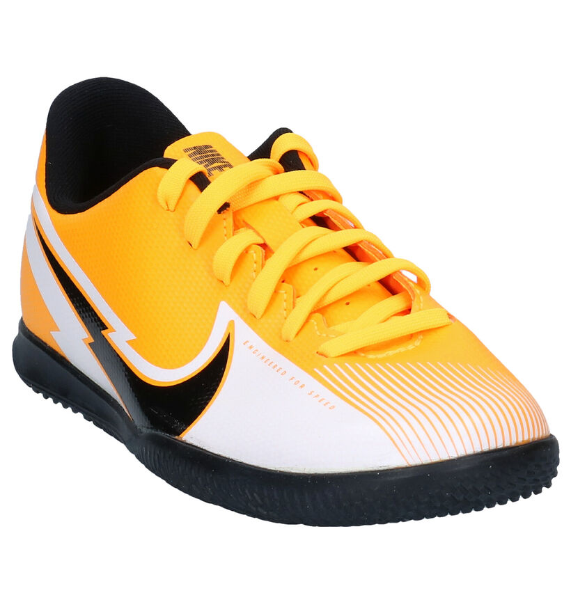 Nike JR Mercurial Oranje/Witte Sportschoenen in kunstleer (277502)