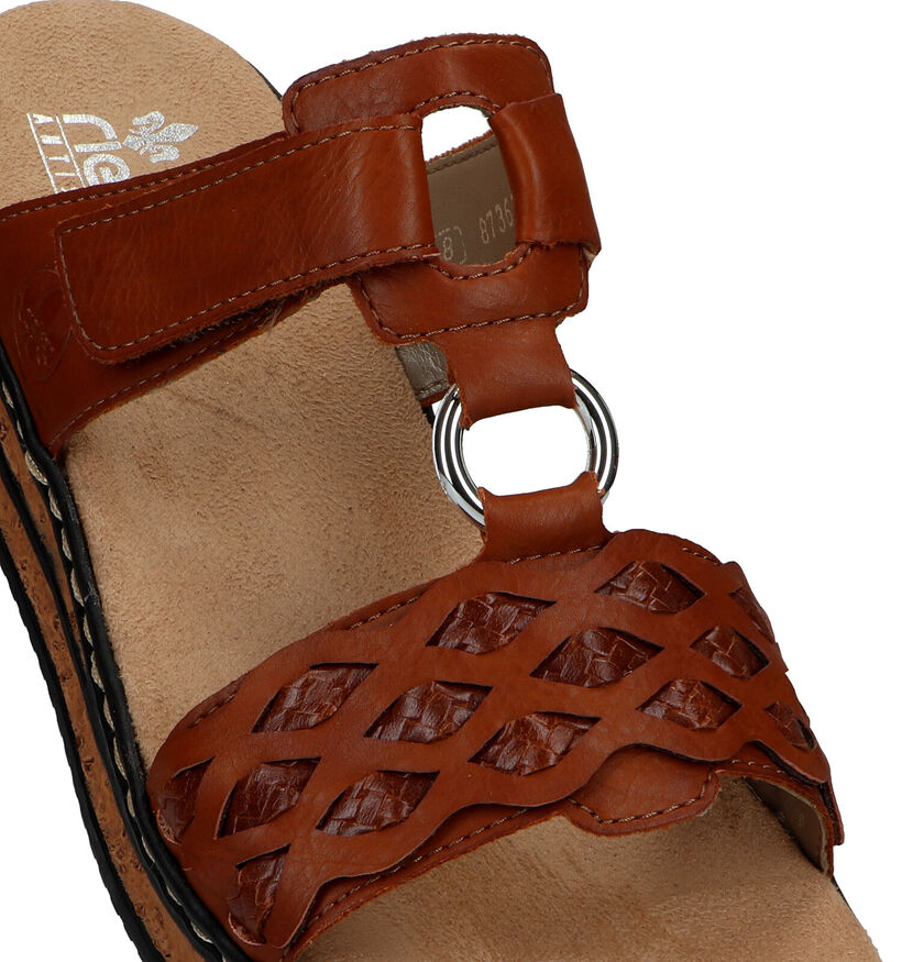 Rieker Cognac Slippers met sleehak voor dames (354946)